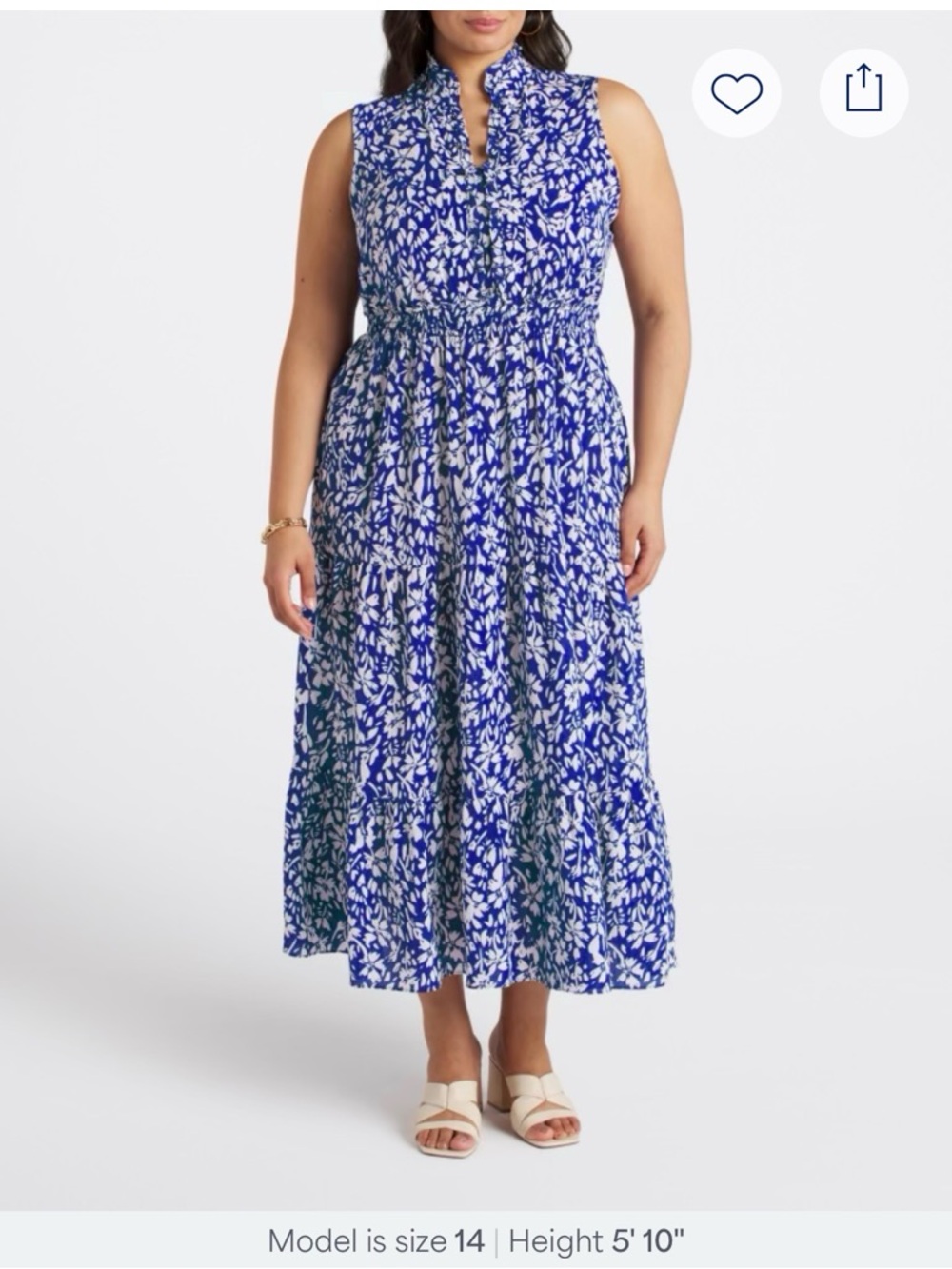 Maggy London Blue and White Printed Maxi Dress